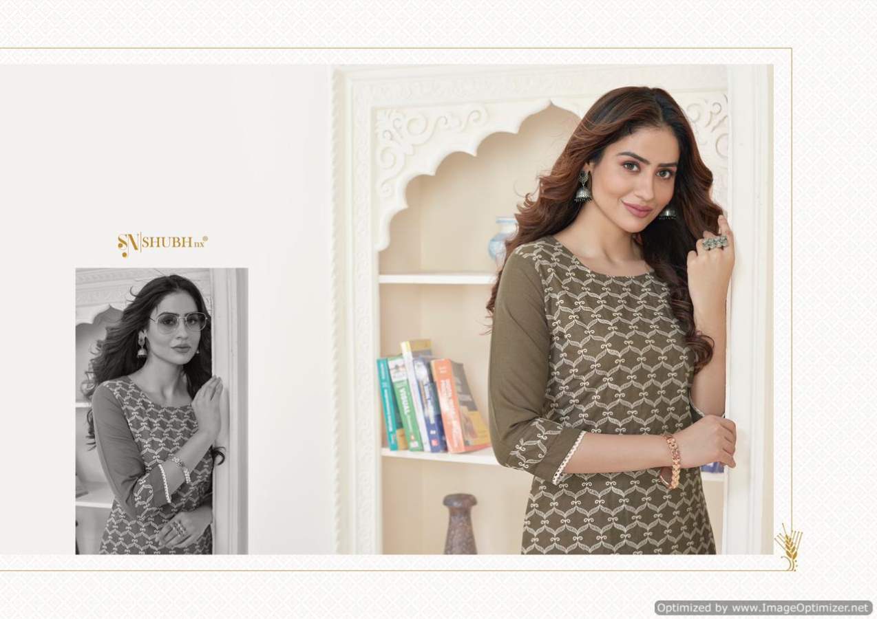 Shubh Kashvi Ethnic Regular Wear Rayon Cotton Designer Kurti Collection